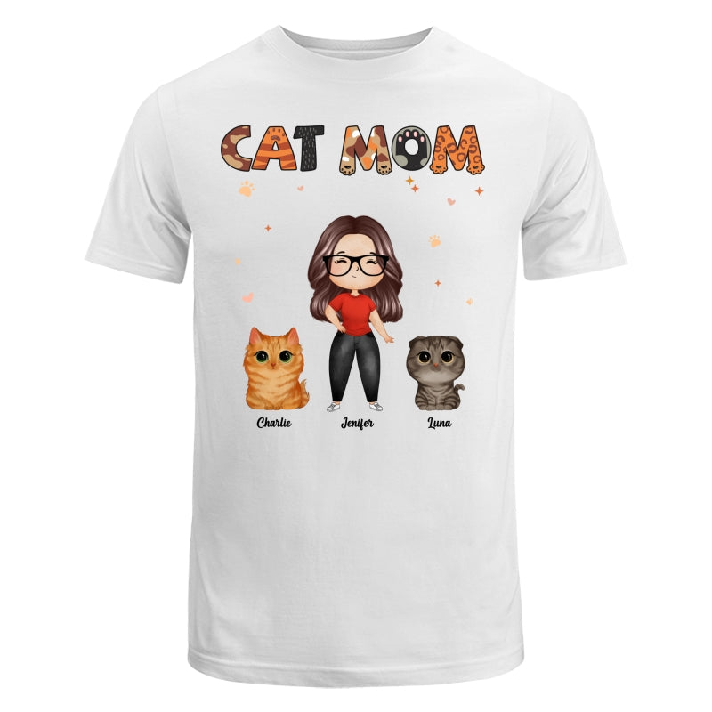 Watercolor Woman And Watercolor Cute Cats Cat Mom Pattern Personalized Shirt