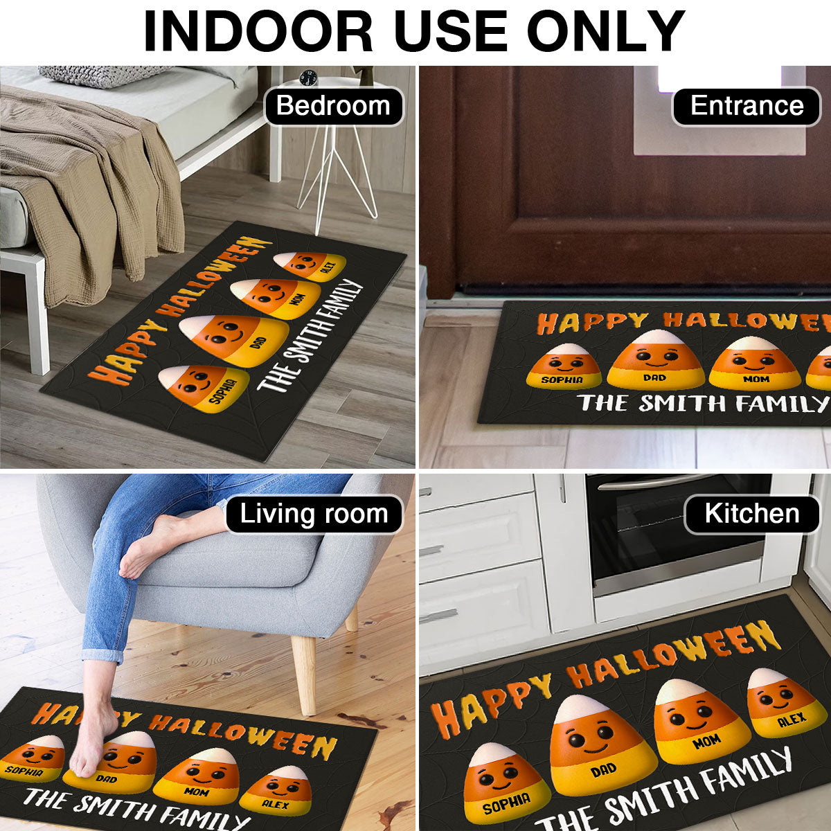 3D Effect Halloween Cute Funny Candy Family Personalized Doormat