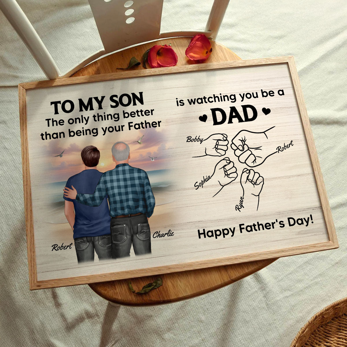 From Mom Dad To Son Watching You Be A Dad Beach Landscape Personalized Poster, Gift For Son