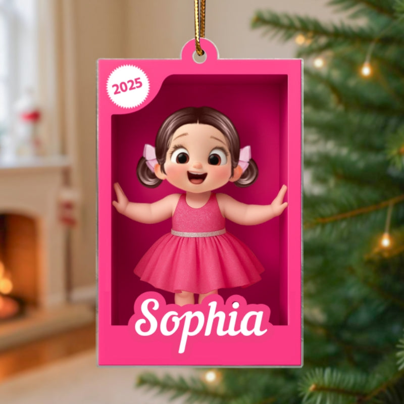 Personalized Kid In Toy Box 3D Acrylic Ornament, Christmas Gift For Kids, Grandkids