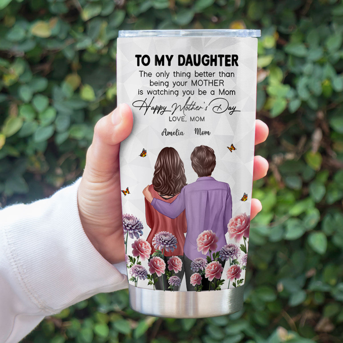 To My Daughter From Mom Happy Mother's Day Birth Flower Personalized Tumbler, Gift For Daughter