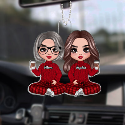 Doll Mom Daughter Sitting Personalized Personalized Acrylic Car Hanger