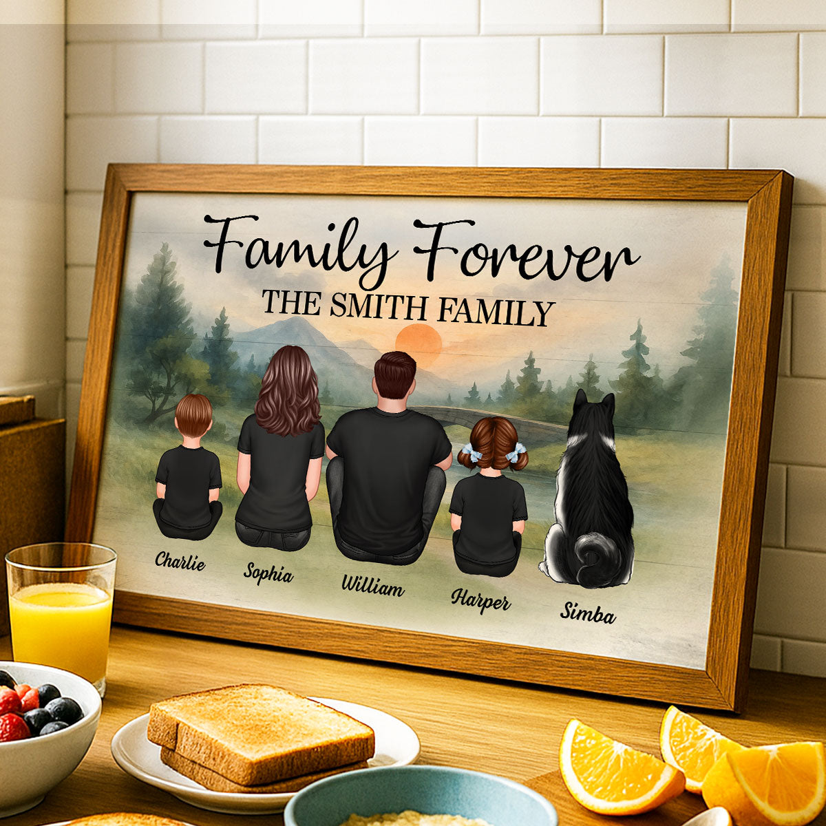 Mountain Landscape Family Forever Personalized Poster, Gift For Family, Dad, Mom