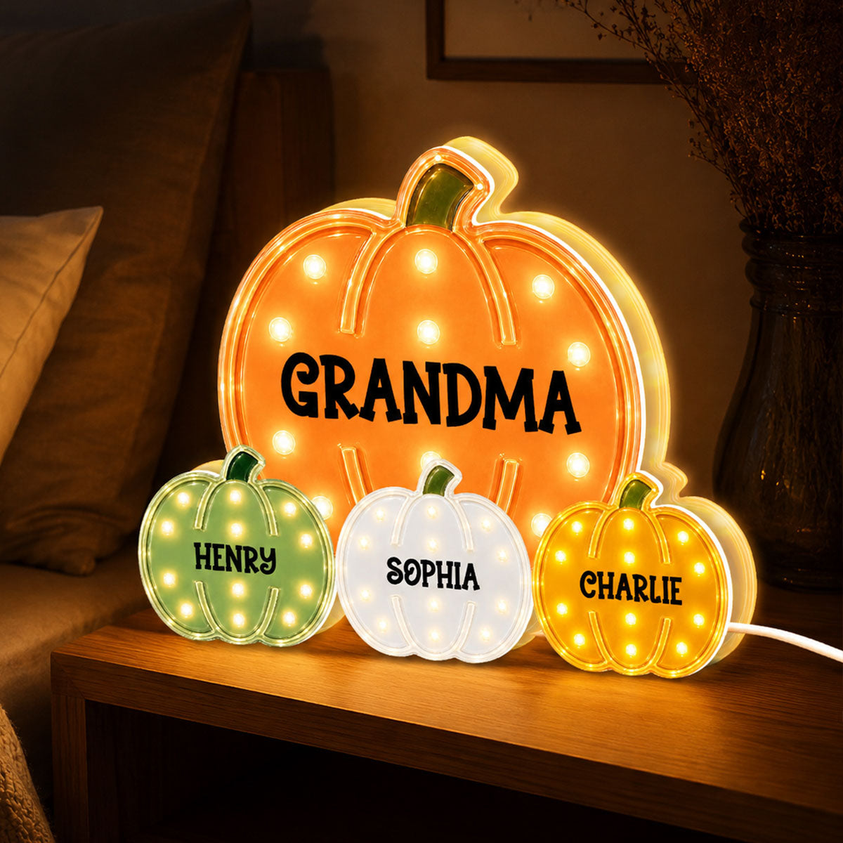 Cozy Fall Grandma Pumpkin Patch - Personalized Light Box - Fall Decor For Grandma
