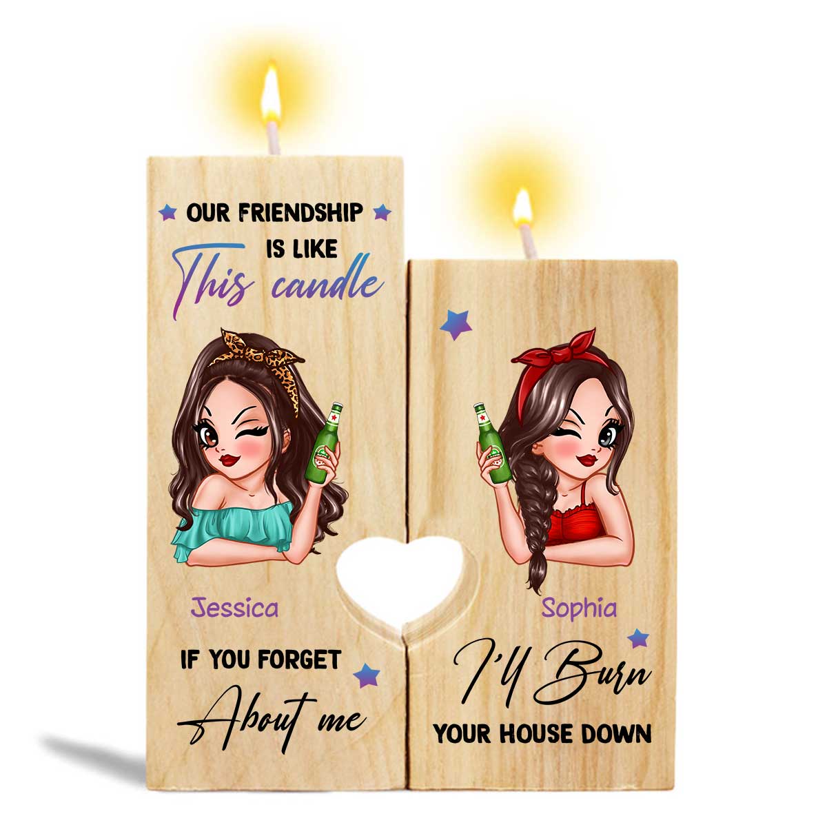 Our Friendship Is Like This Candle Personalized Candle Holder, Birthday Christmas Gift For Best Friends, Besties