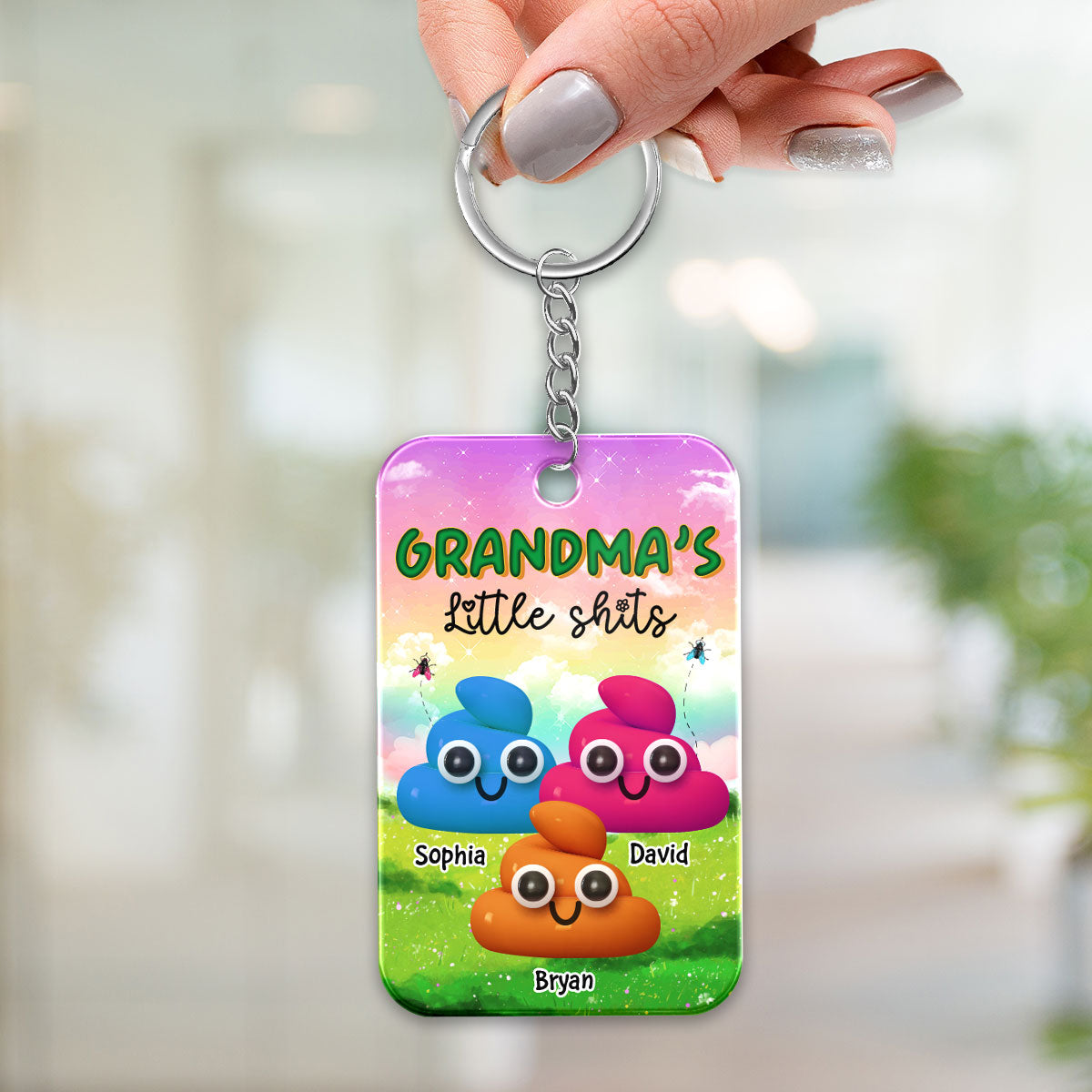 Funny Grandma‘s Little Kids Personalized Acrylic Keychain