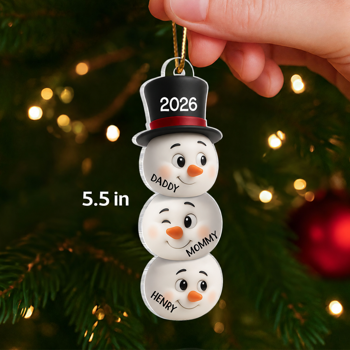 Christmas Family Snowman Funny Faces - Personalized Acrylic Ornament