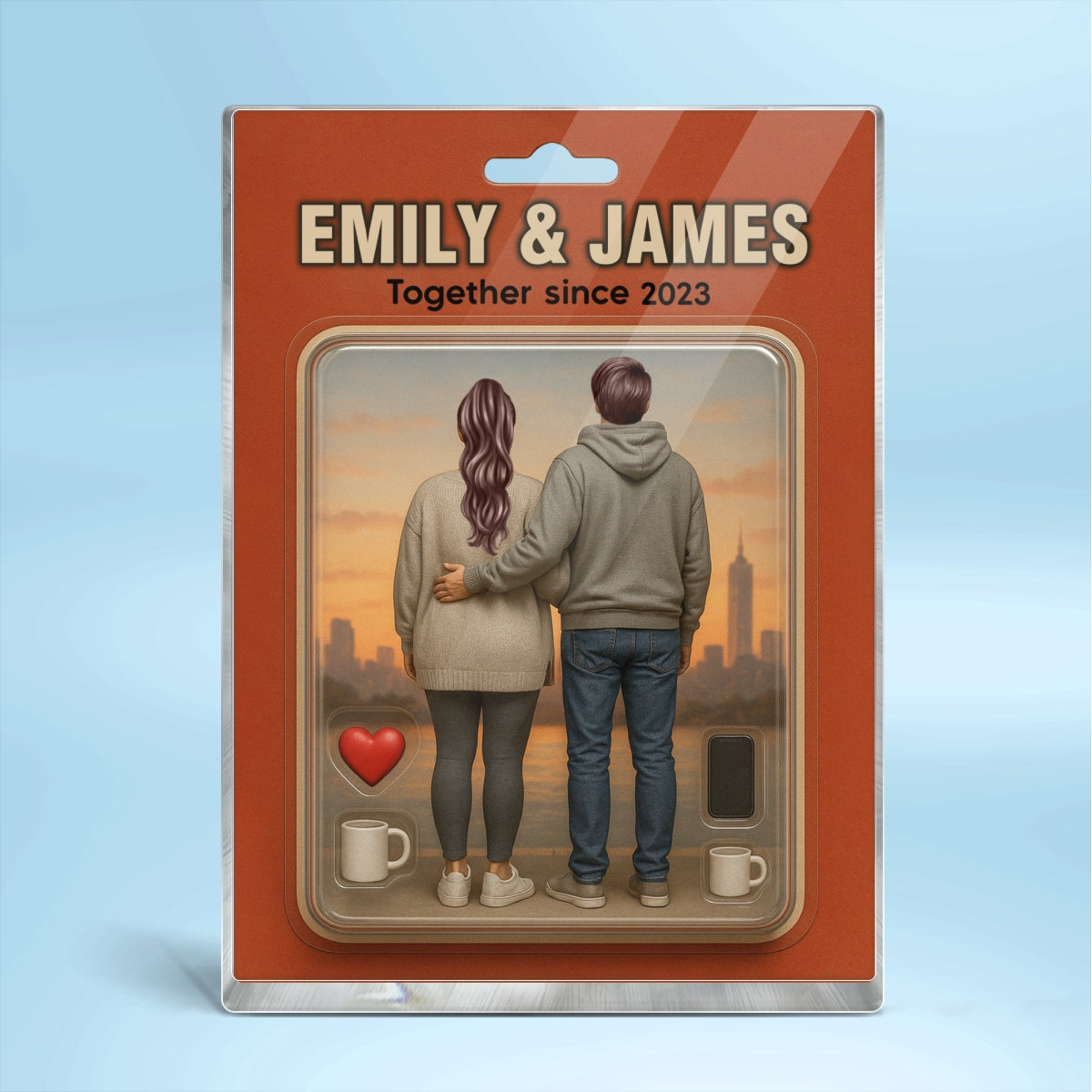 Couple Action Figures Realistic Figures Style Personalized Acrylic Block Plaque