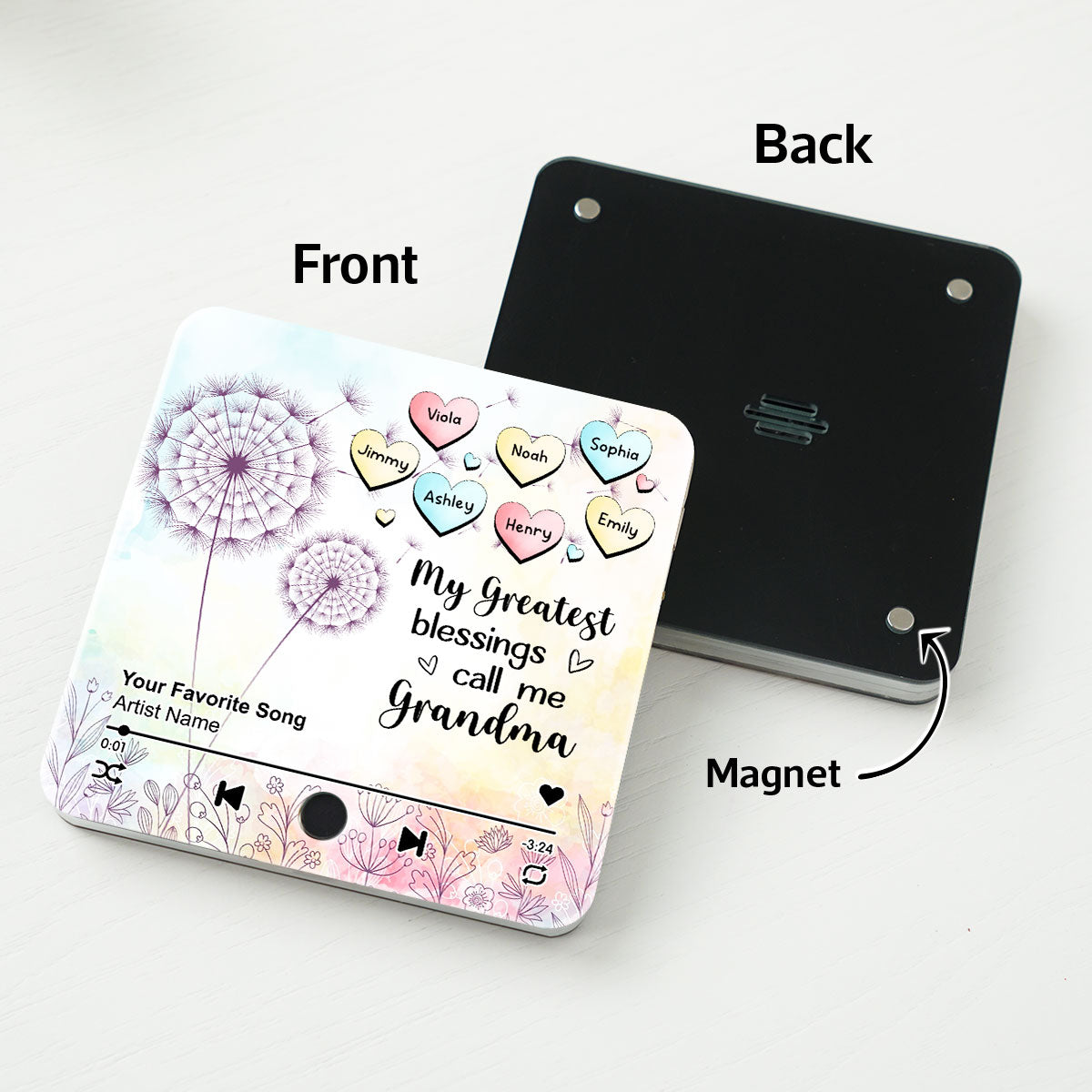My Greatest Blessing Call Me Grandma Personalized Music Fridge Magnet, Custom Any Song You Want, Birthday, Gift for Grandma