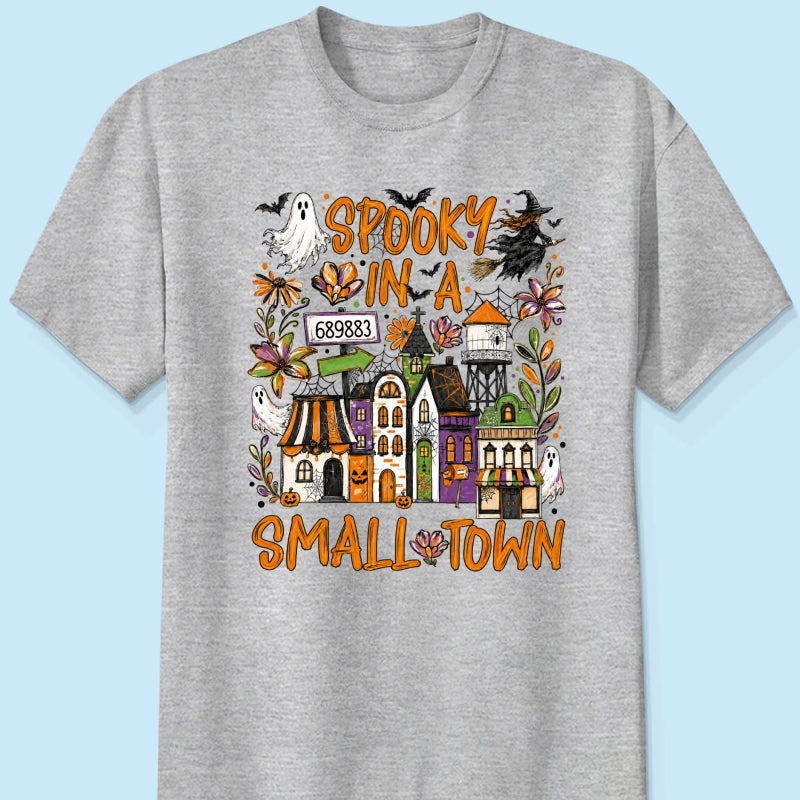 Custom Zip Code Halloween Town - Personalized Shirt - Trendy Fall Halloween Tee
