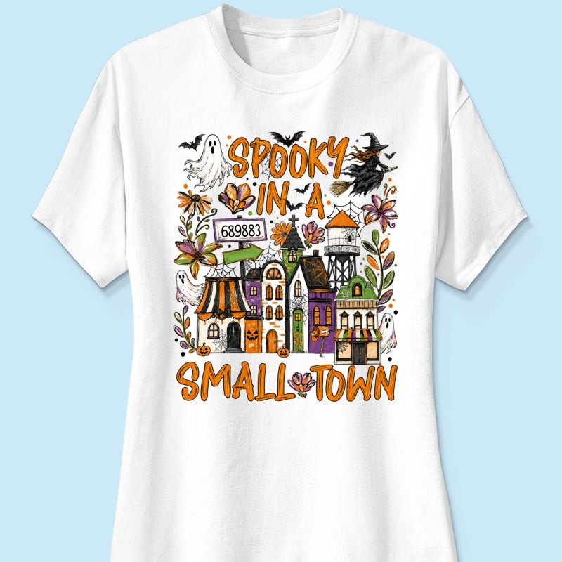 Custom Zip Code Halloween Town - Personalized Shirt - Trendy Fall Halloween Tee