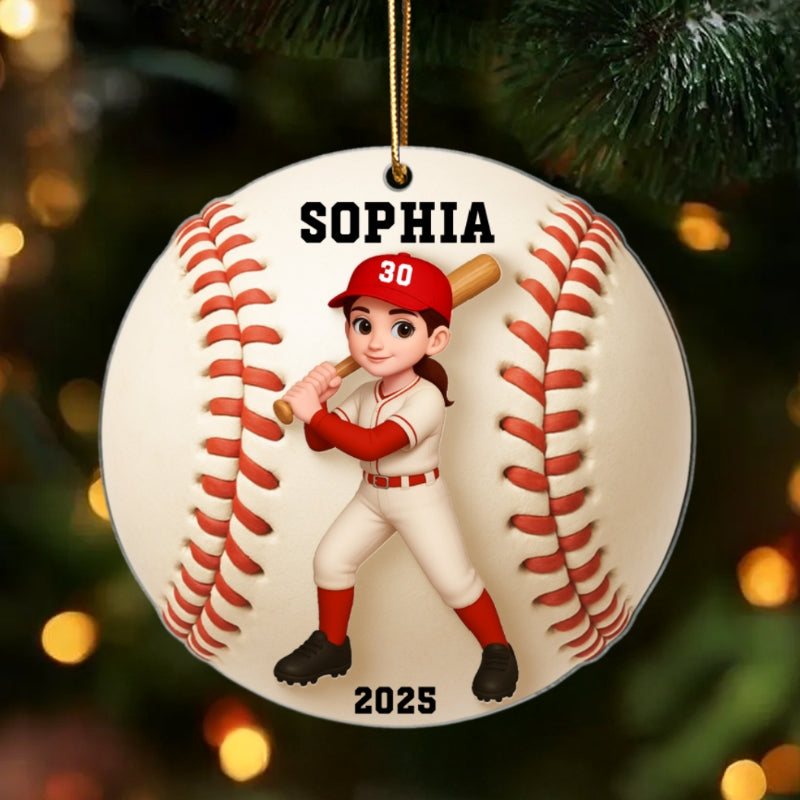 Baseball Player 3D Effect - Personalized Acrylic Ornament - Christmas Gift For Teen Boy Girl, Daughter Son Granddaughter Grandson