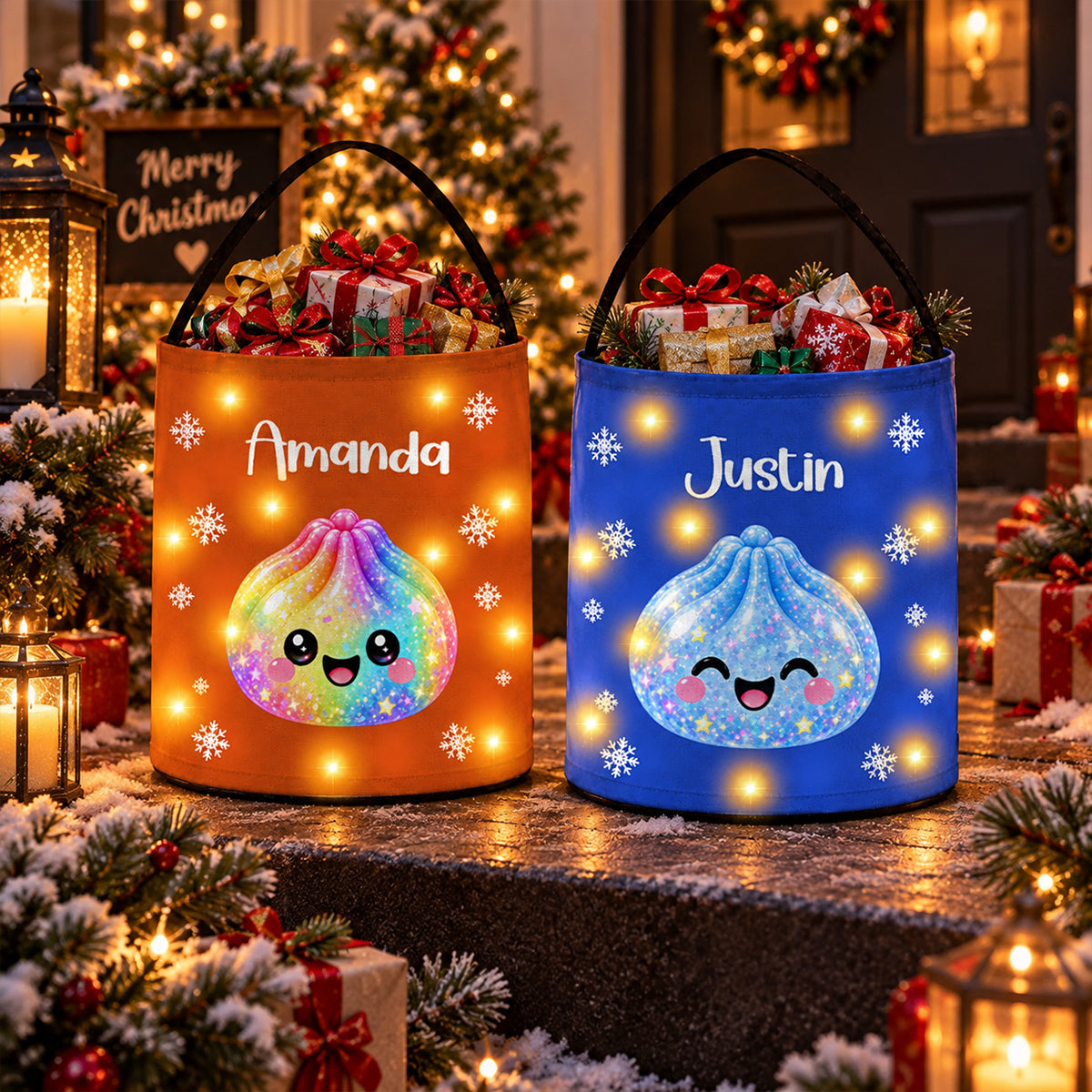 Cute Squishy Dumpling - Personalized Christmas Gift Bag - Holiday Gift Bag, Family Christmas Sack for Kids