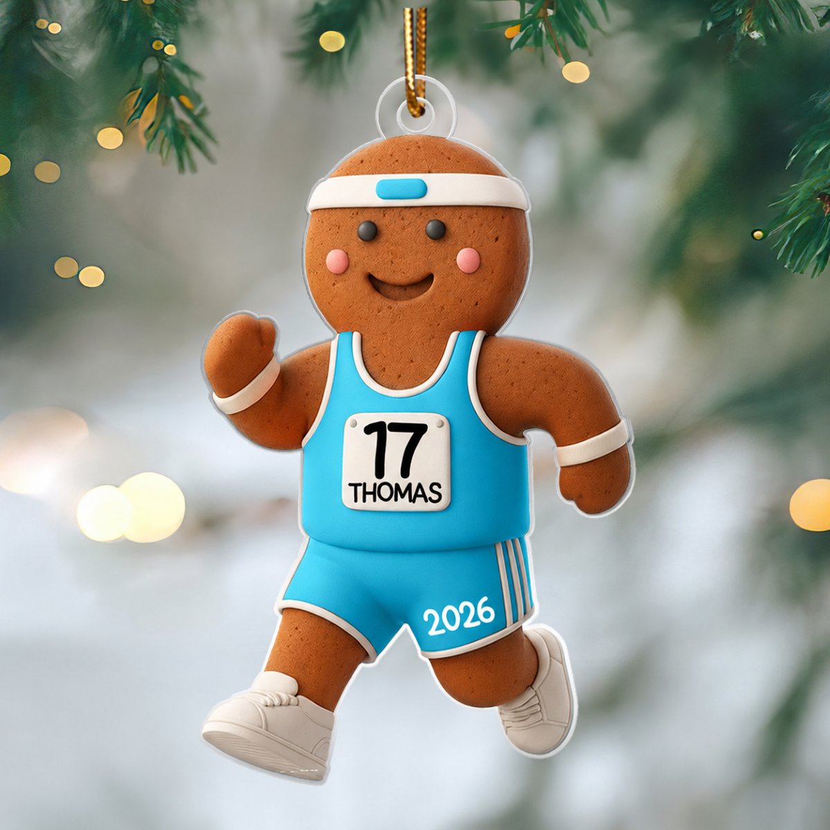 Runner Gingerbread Marathon - Personalized Acrylic Ornament - Unique Christmas Gift For Runners