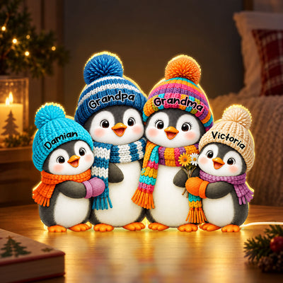 Grandma & Grandpa’s Little Penguins – Personalized Light Box - Christmas Gift For Grandparents