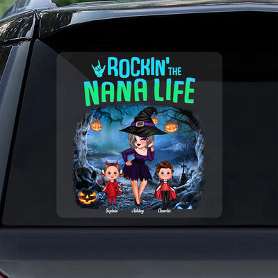 Night Halloween Rockin‘ Grandma Personalized Decal, Halloween Decor