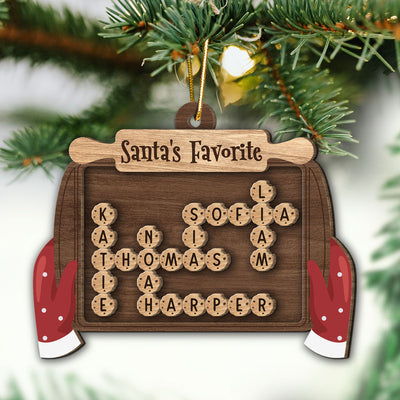 Grandma's Batch Santa's Favorite Cookies Crossword Puzzle Personalized 2-Layer Wooden Ornament