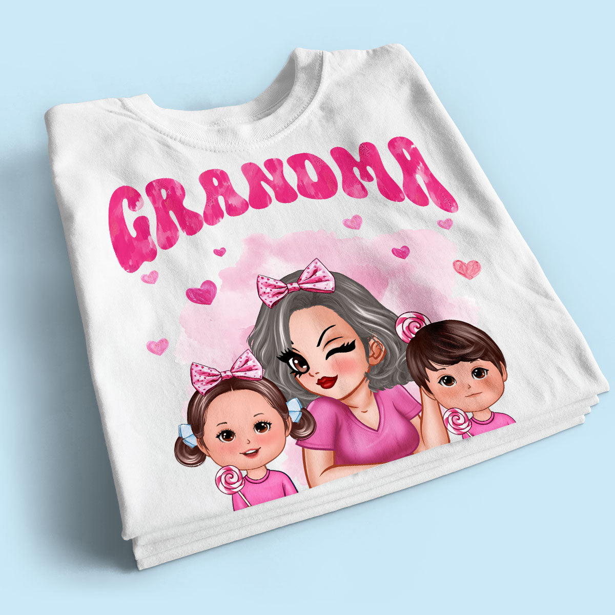 Pink Valentine's Grandma And Grandkids Personalized Shirt,  Gift For Grandma