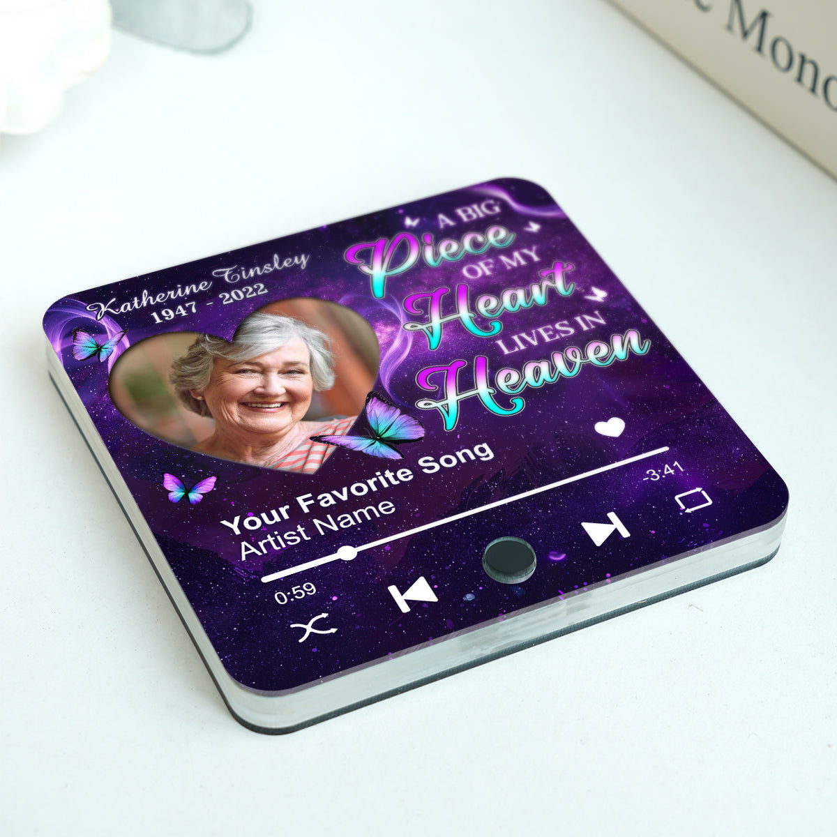 A Song from Heaven – Personalized Music Fridge Magnet With Photo of A Loved One Sympathy Gift, Memorial Gift, Remembrance Gift