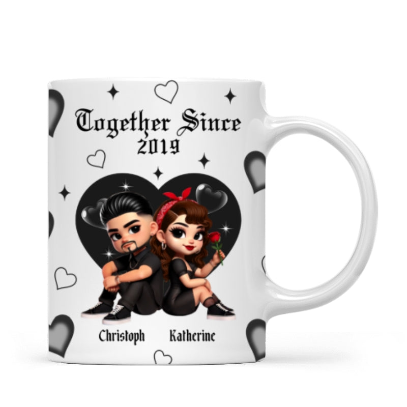 Pretty Couple Roses Heart Together Since Personalized AOP Mug,  Gift, Anniversary Gift for Couples