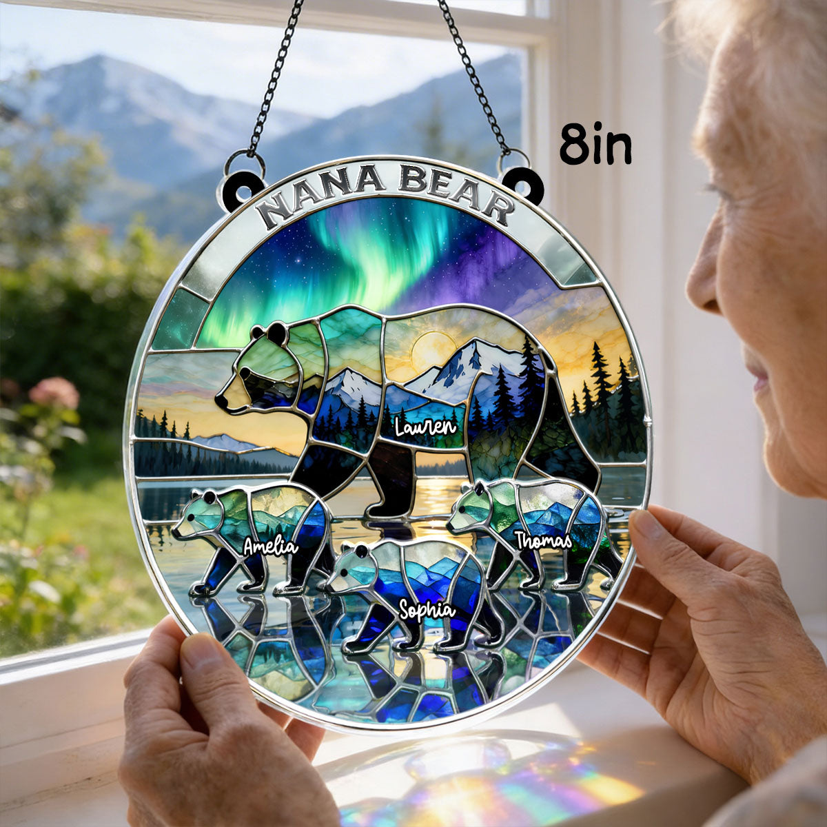 Mama Bear - Personalized Acrylic Window Hanging - Heartfelt Mother's Day Gift for Mom, Wife