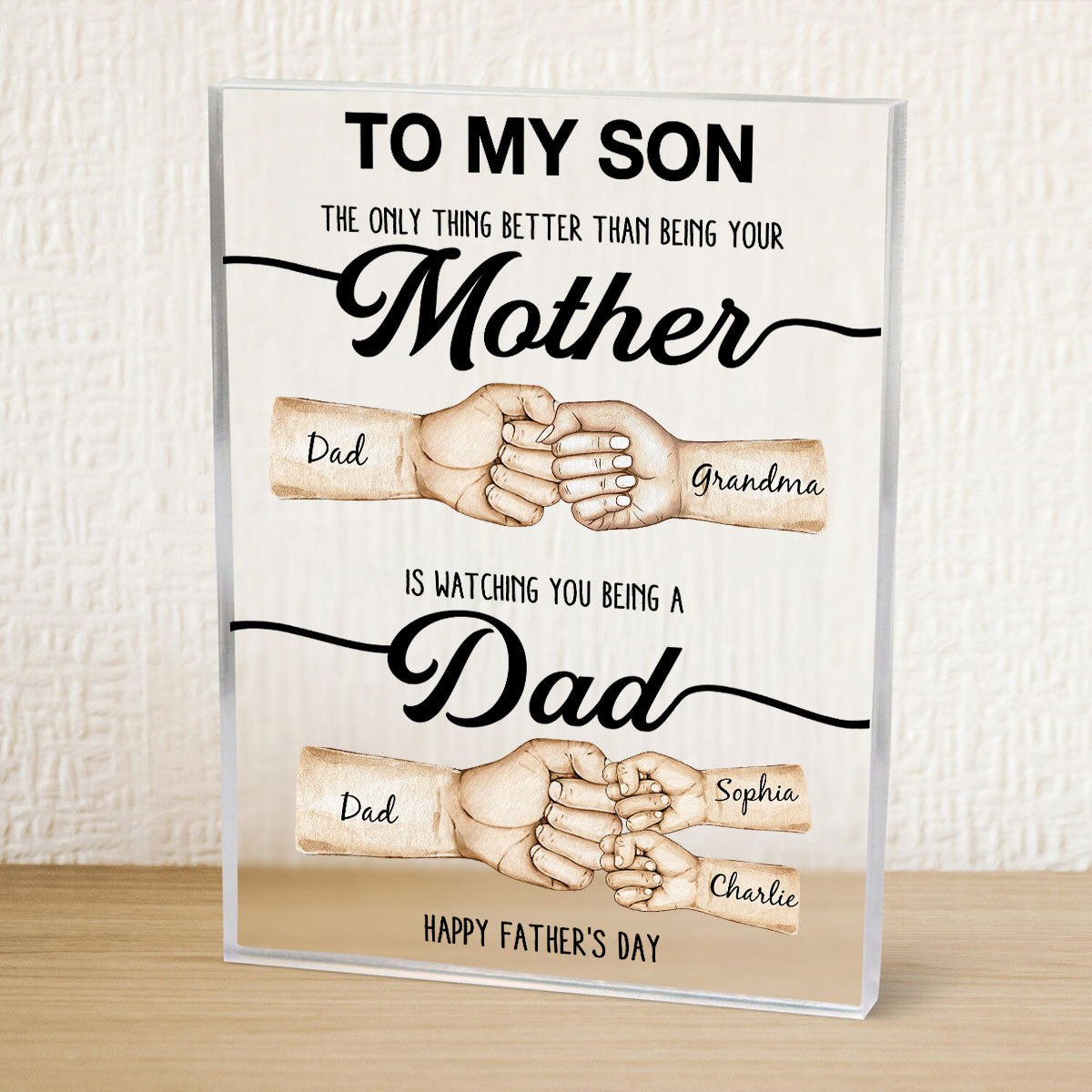 The Only Thing Better Than Being Your Mother Fist Bump Personalized Acrylic Block, Father's Day gift for Son from Mom