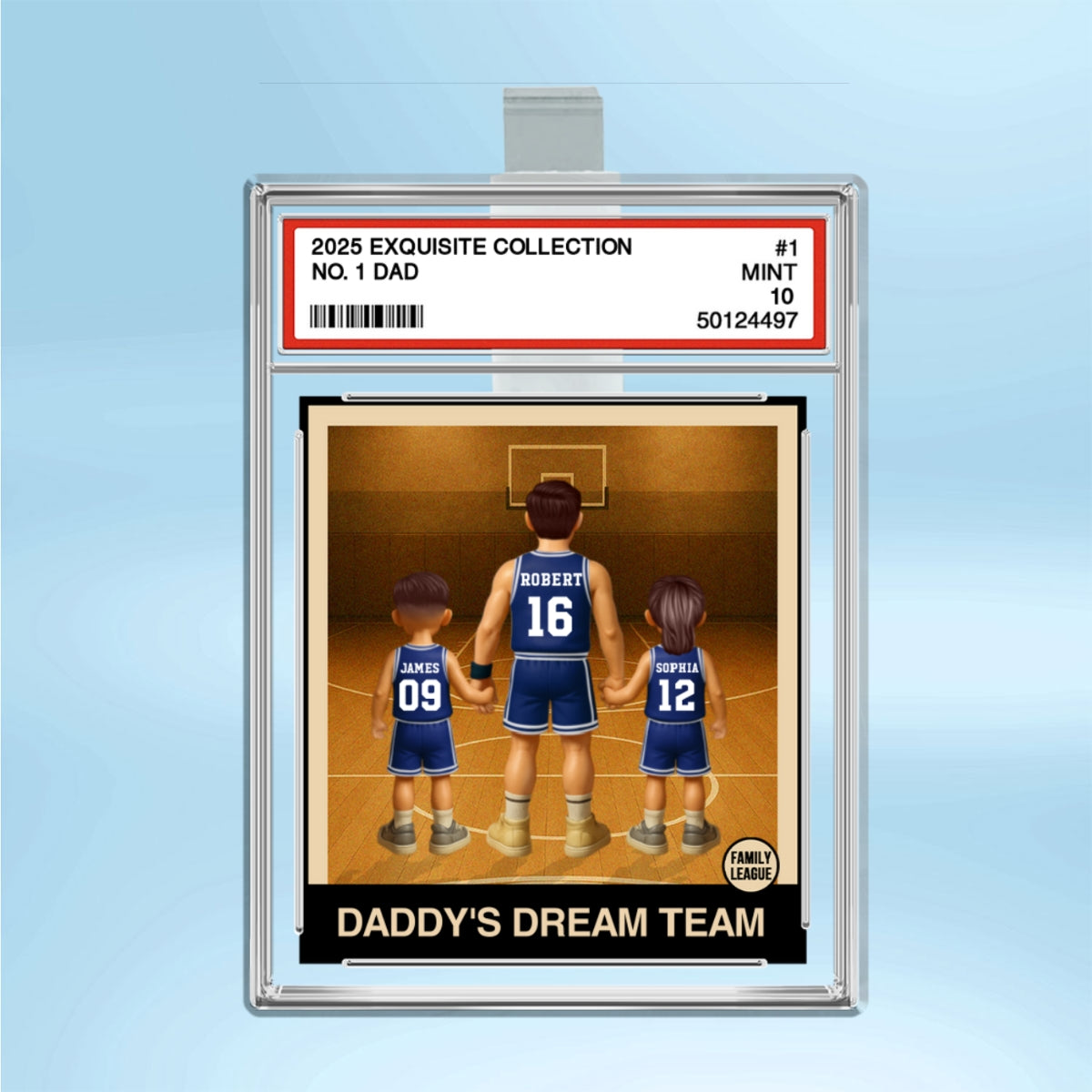 Basketball No. 1 Dad Man & Kids Trading Card Style Personalized Acrylic Car Visor Clip