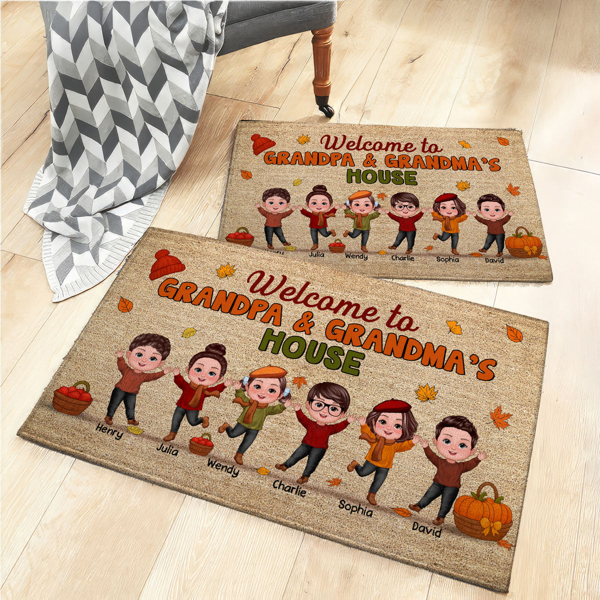Fall Season Welcome To Grandma Grandpa House Personalized Doormat