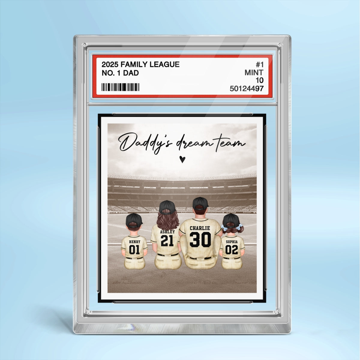 No. 1 Dad Retro Vintage Baseball Trading Card Style Personalized Acrylic Block Plaque, Gift For Dad