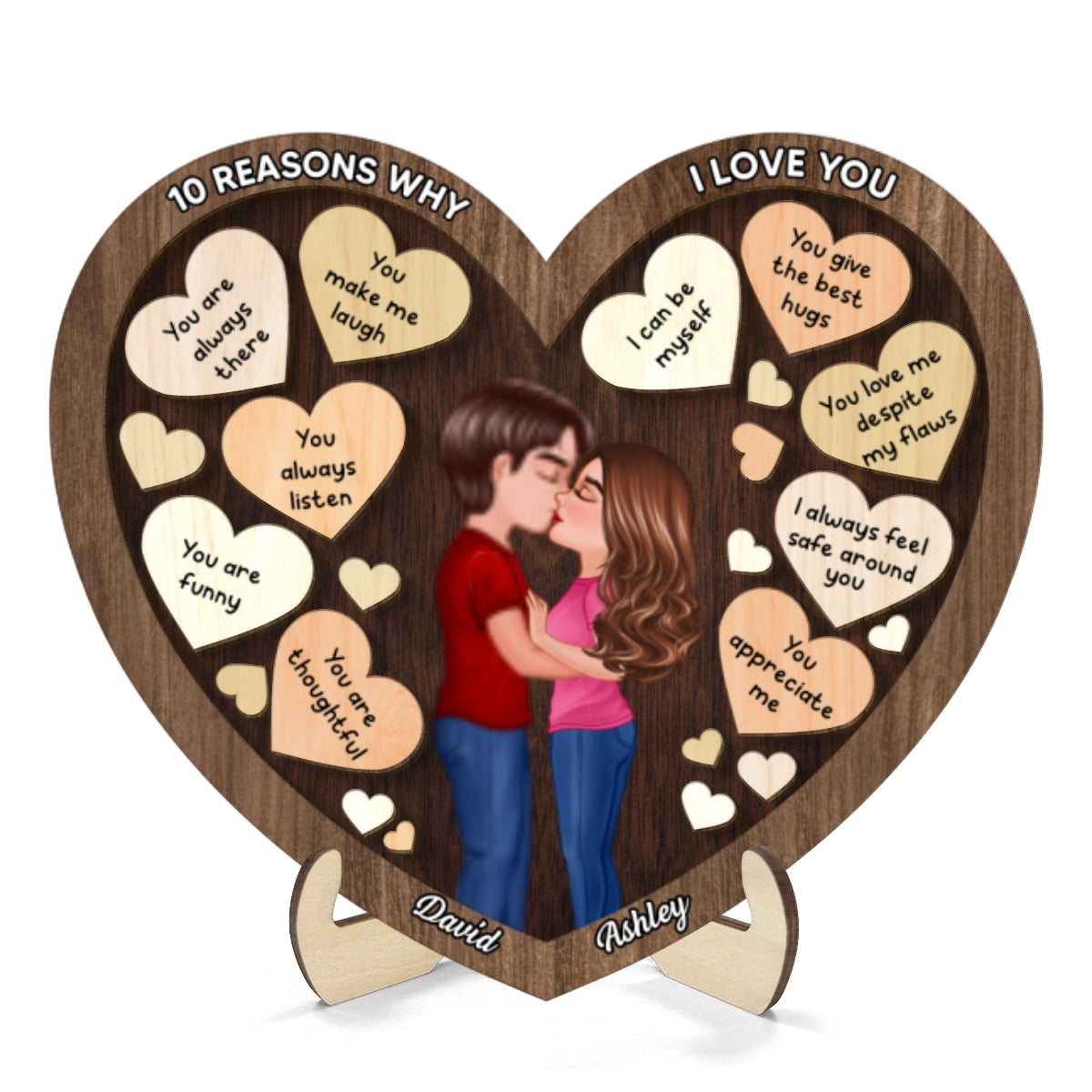 Doll Couple Kissing In Heart Reasons Why I Love You,  Gift For Him, For Her