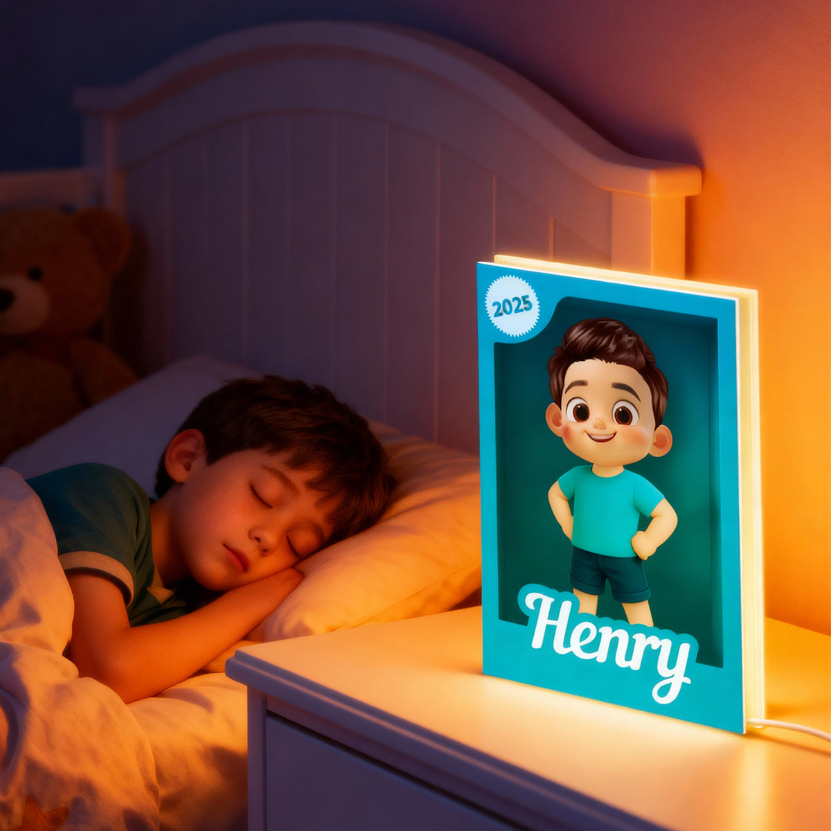 Cute Kid in Toy Box - Personalized Light Box - Christmas Gift for Kids, Grandkids
