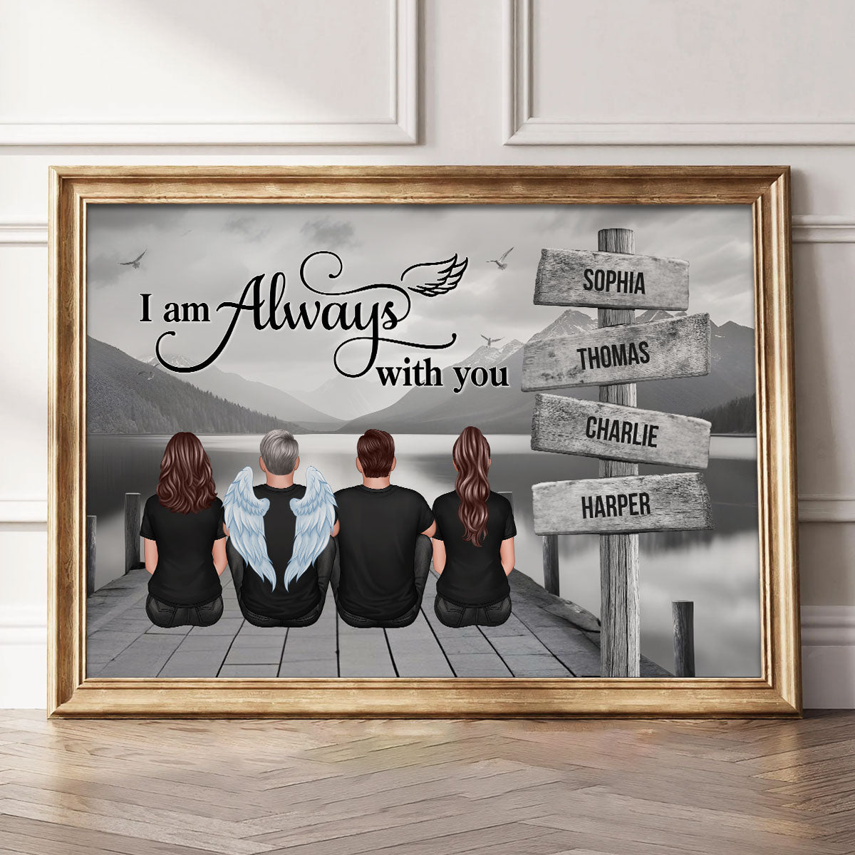 Family Sign Posts I Am Always With You Memorial Personalized Poster, Sympathy Gift, Remembrance Gift