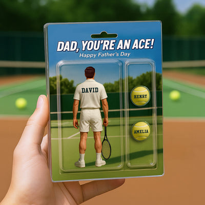 You're An Ace Tennis Dad With Kids' Names Custom Figure Personalized Acrylic Block Plaque, Father's Day Gift For Him, For Dad
