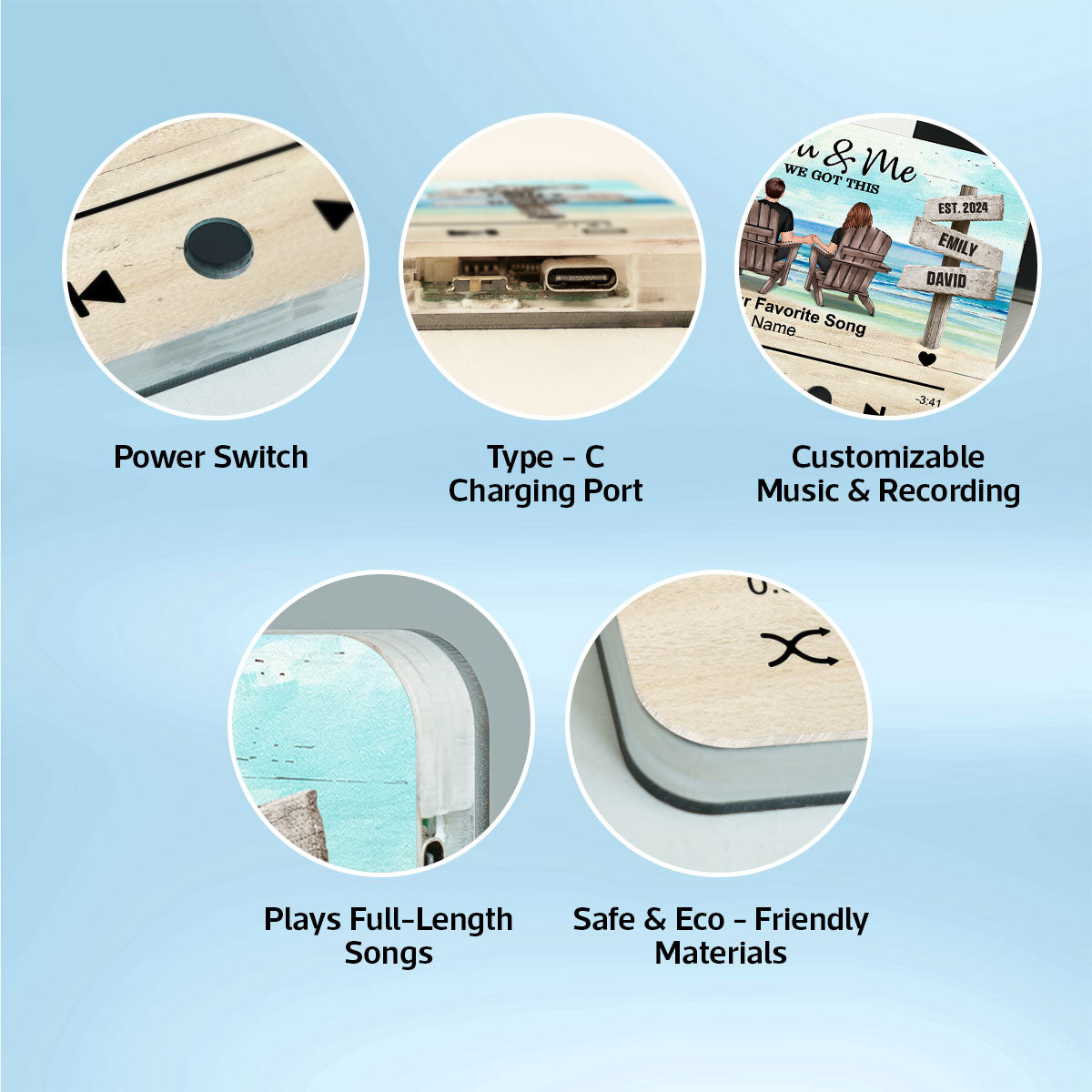 Eternal Love Beach Landscape Couple Sign Posts - Personalized Music Fridge Magnet - Heartwarming Christmas Gift For Couple, For Him, For Her