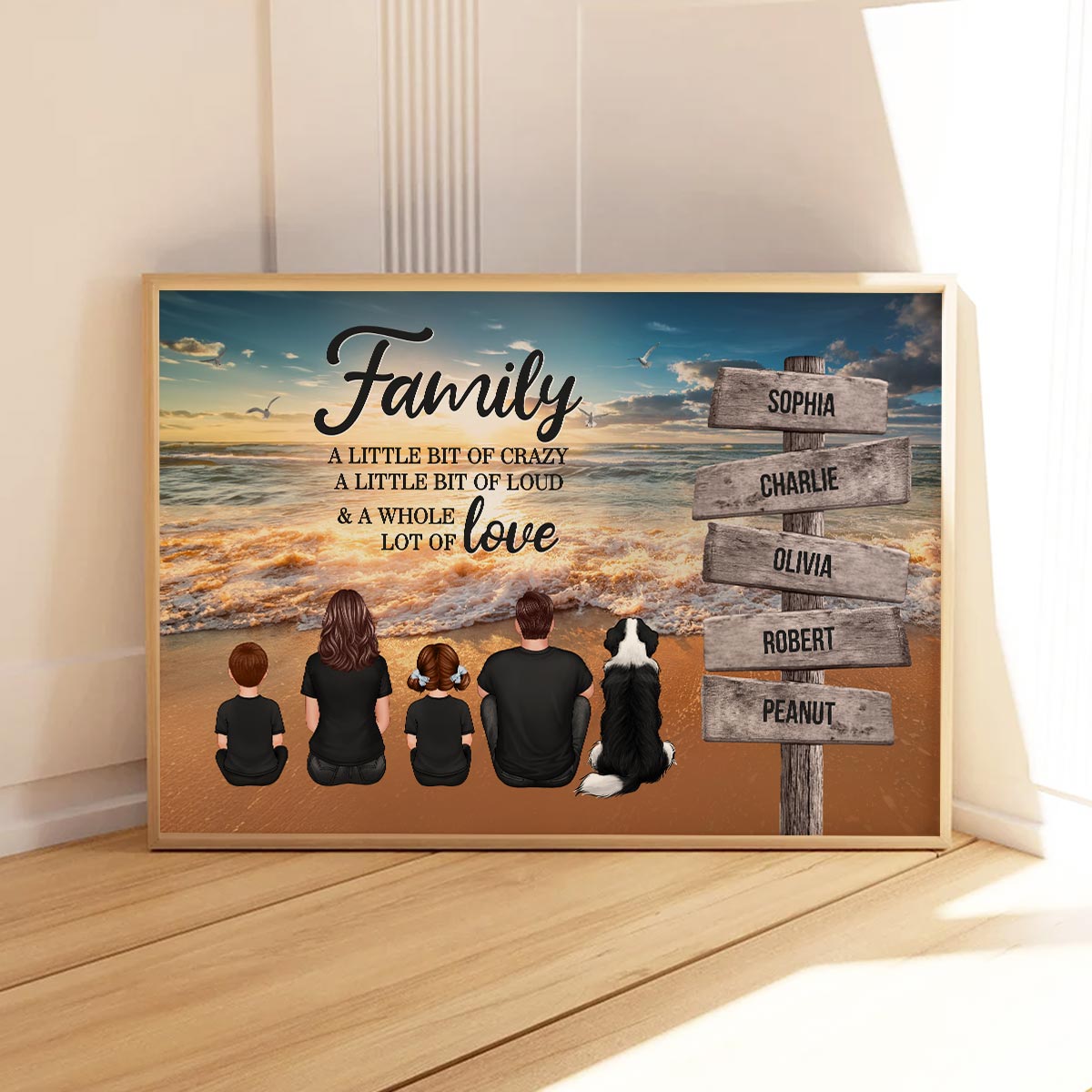 Beach Landscape Family A Little Whole Lot of Love Sign Posts Personalized Poster, Home Decoration, Gift For Family
