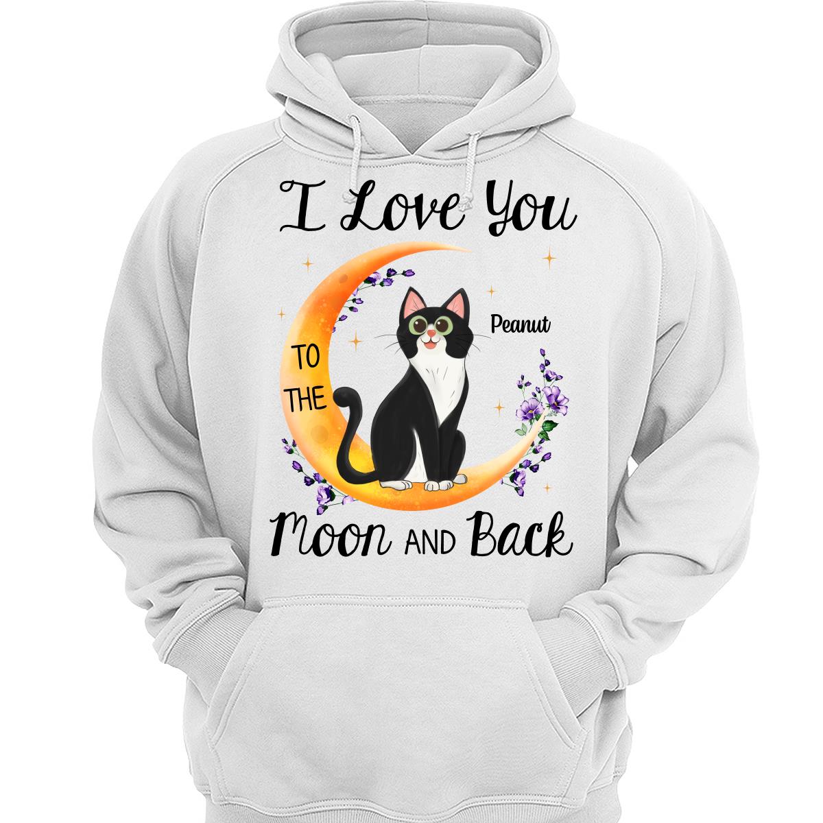 Floral Sitting Cat Cartoon And Moon Personalized Shirt