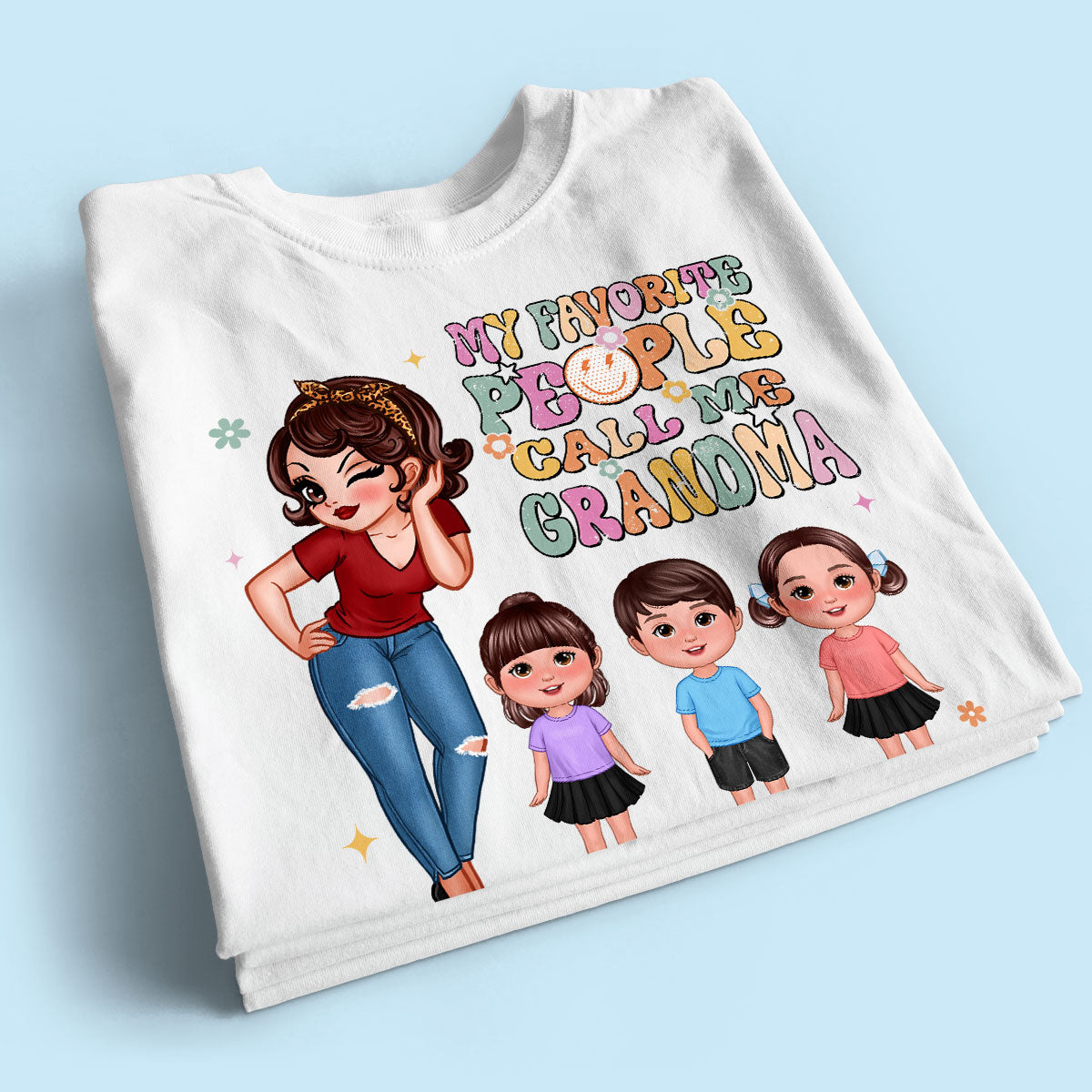 Favorite People Call Me Grandma Vintage Style Personalized Shirt
