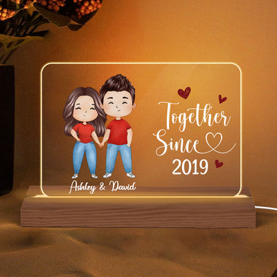 Watercolor Couple Standing Gift For Him Gift For Her Personalized Custom Shape Horizontal Rectangle Acrylic Plaque LED Night Light