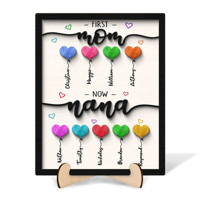 First Mom Now Grandma Balloons Personalized 2-Layer Wooden Plaque