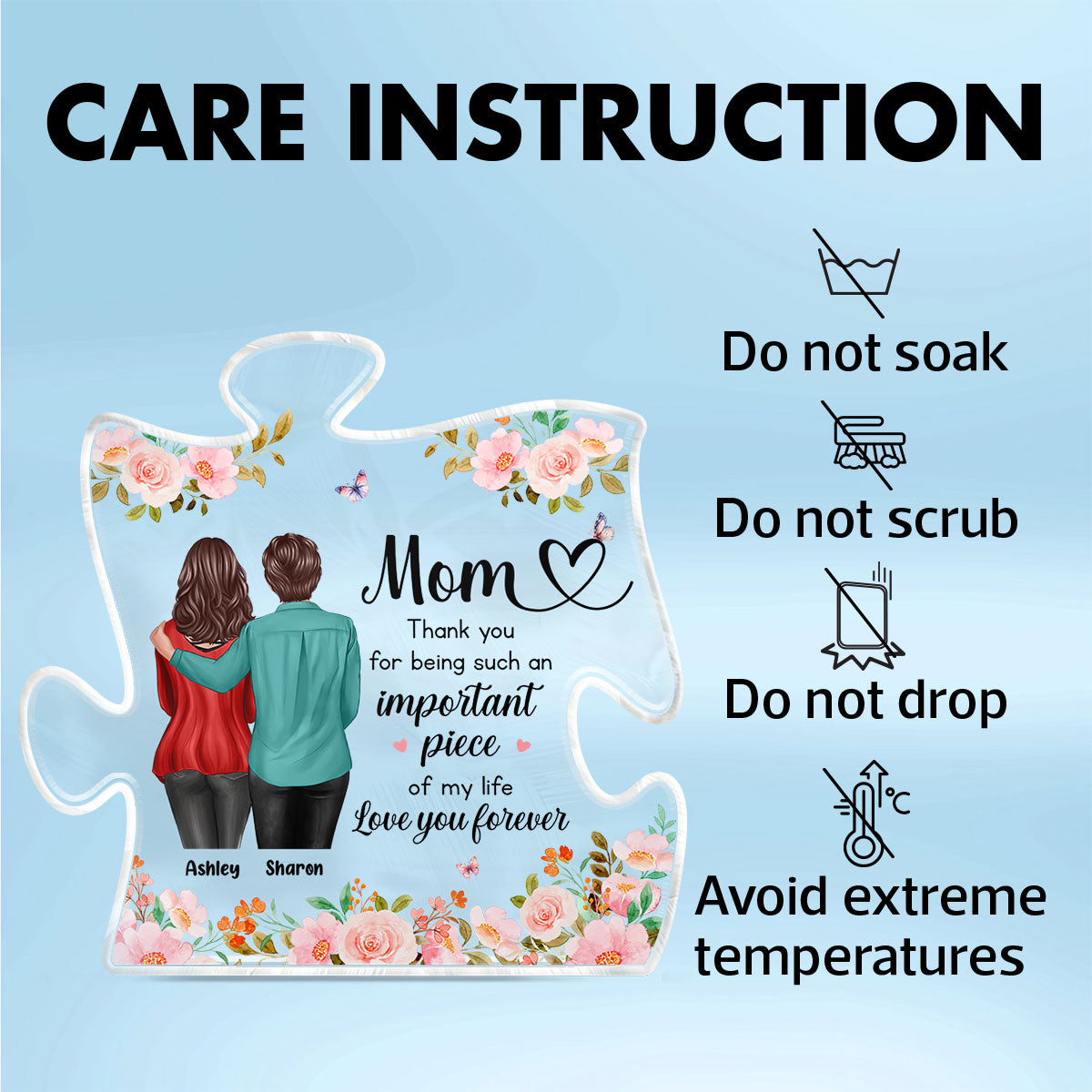 Mom You Are Important Piece Of My Life Personalized Acrylic Puzzle Block, Mother's Day gift for Moms
