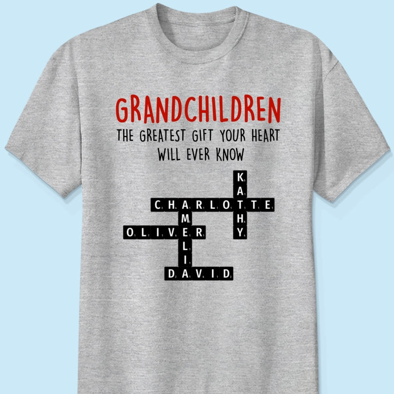 Grandchildren The Greatest Gift Your Heart Will Ever Know, Crossword Puzzle Personalized Shirt