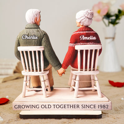 3D Effect Eternal Love Couple Growing Old Together - Personalized Wooden Plaque - Heartfelt Gift For Couple, For Him, For Her, Husband, Wife