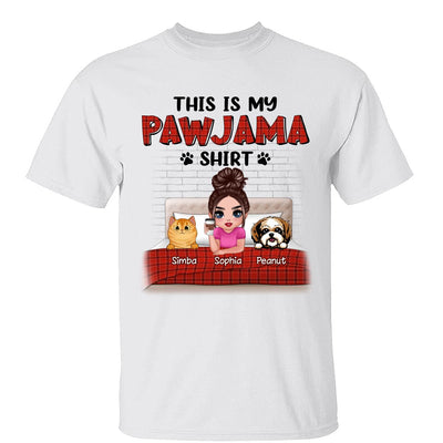This Is My Pawjama Shirt Dogs Cats On Bed Checkered Pattern Personalized Shirt