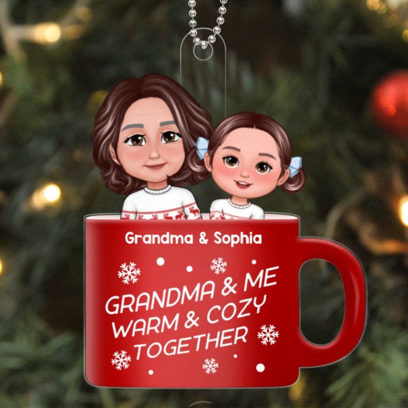 Grandma & Grandkid Warm & Cozy Together Hot Cocoa Christmas Gift Personalized Acrylic Ornament