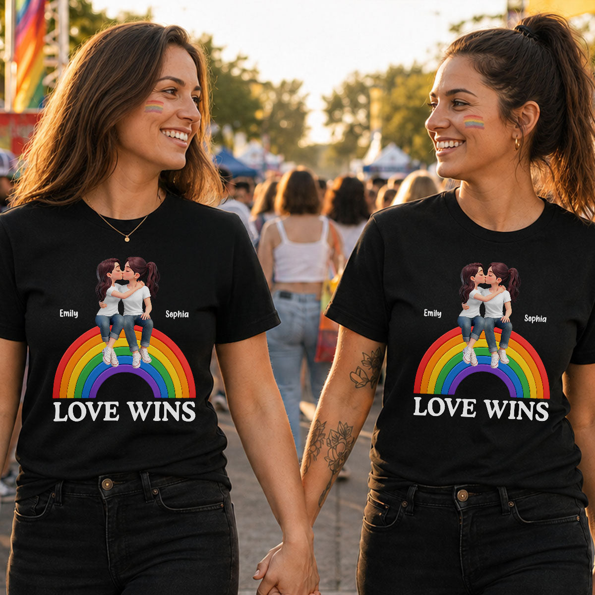 LGBT+ Couple Love Is Love - Personalized Shirt - Matching Shirts For Couple, Happy Pride Month