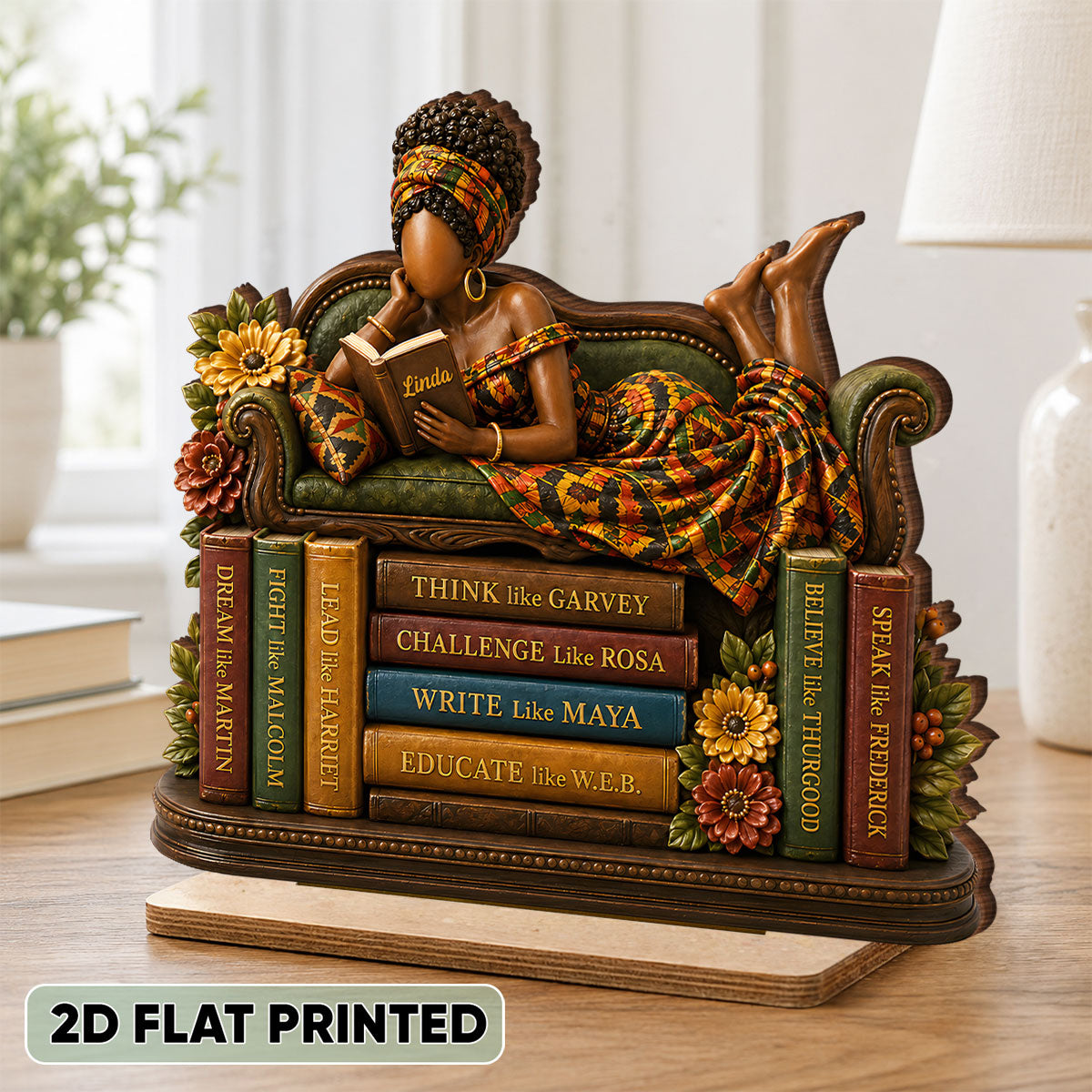 Black History Book Lover - Personalized 2-Layered Wooden Plaque - Custom Book Lover Gift