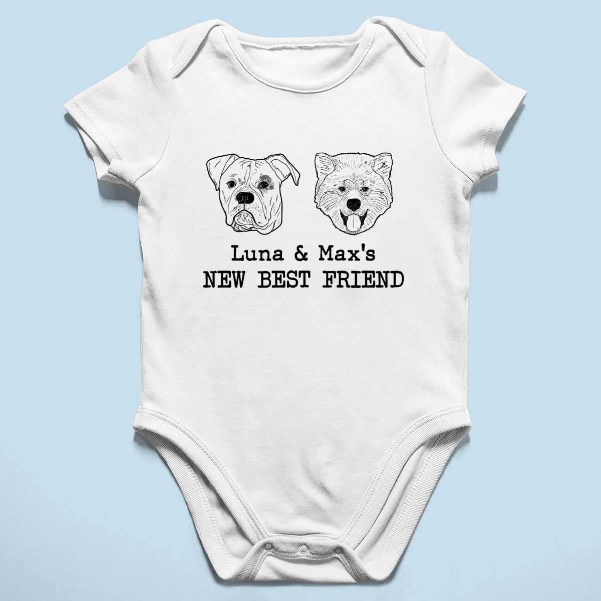 New Best Friends Dog Cat Outline Baby Shower Gift, Newborn Baby Gift Personalized Baby Onesie Baby Shirt