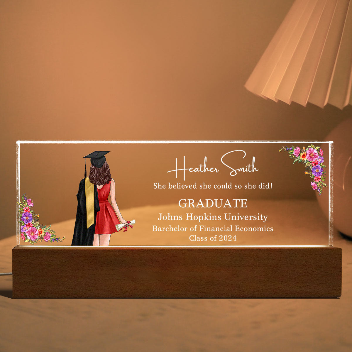 Class Of 2025 Senior Back View Graduation Gift For Daughter Personalized Acrylic LED Night Light
