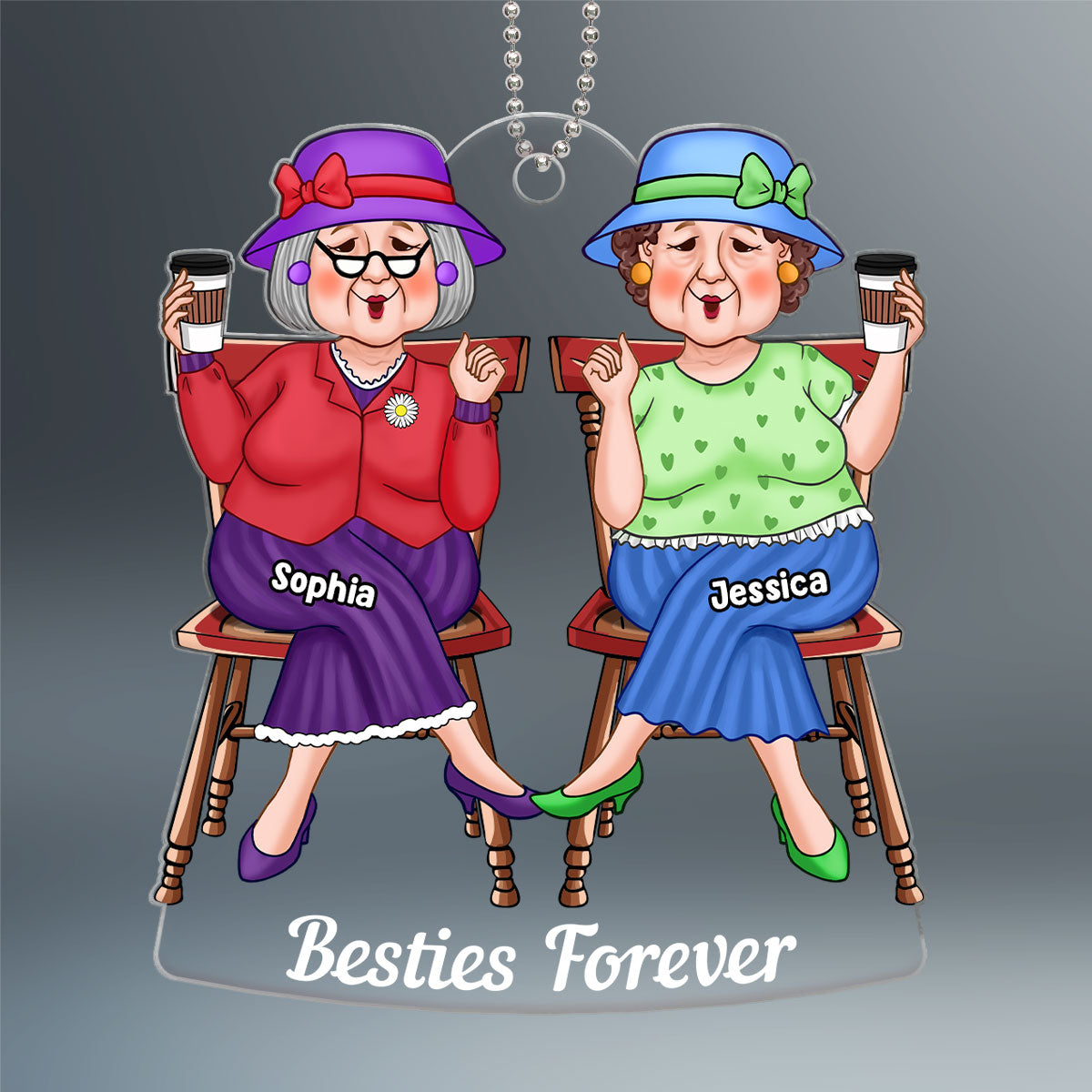 Cool Old Friends Sitting Christmas Gift For Best Friends Besties Personalized Acrylic Ornament