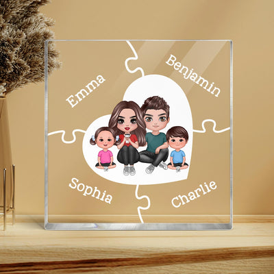 Together We Make A Family Puzzle Heart Personalized Acrylic Block Plaque